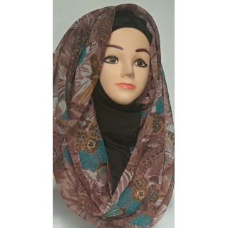 Dark Mauve Printed Mariam Hijab